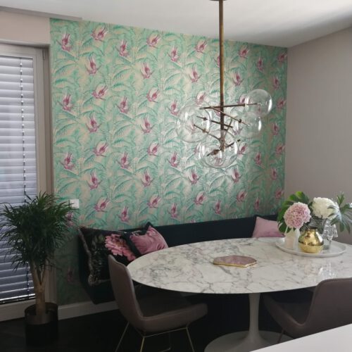 Designertapete in Wohn und Essbereich